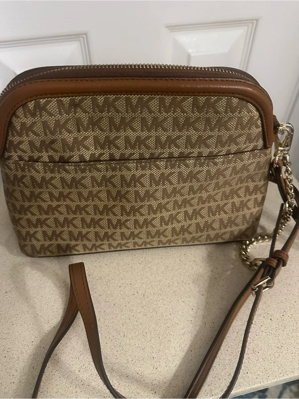 Michael Kors Signature MK Crossbody Bag – Brown/Tan